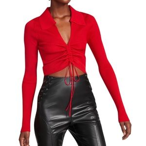 Bright Red Cropped Sweater